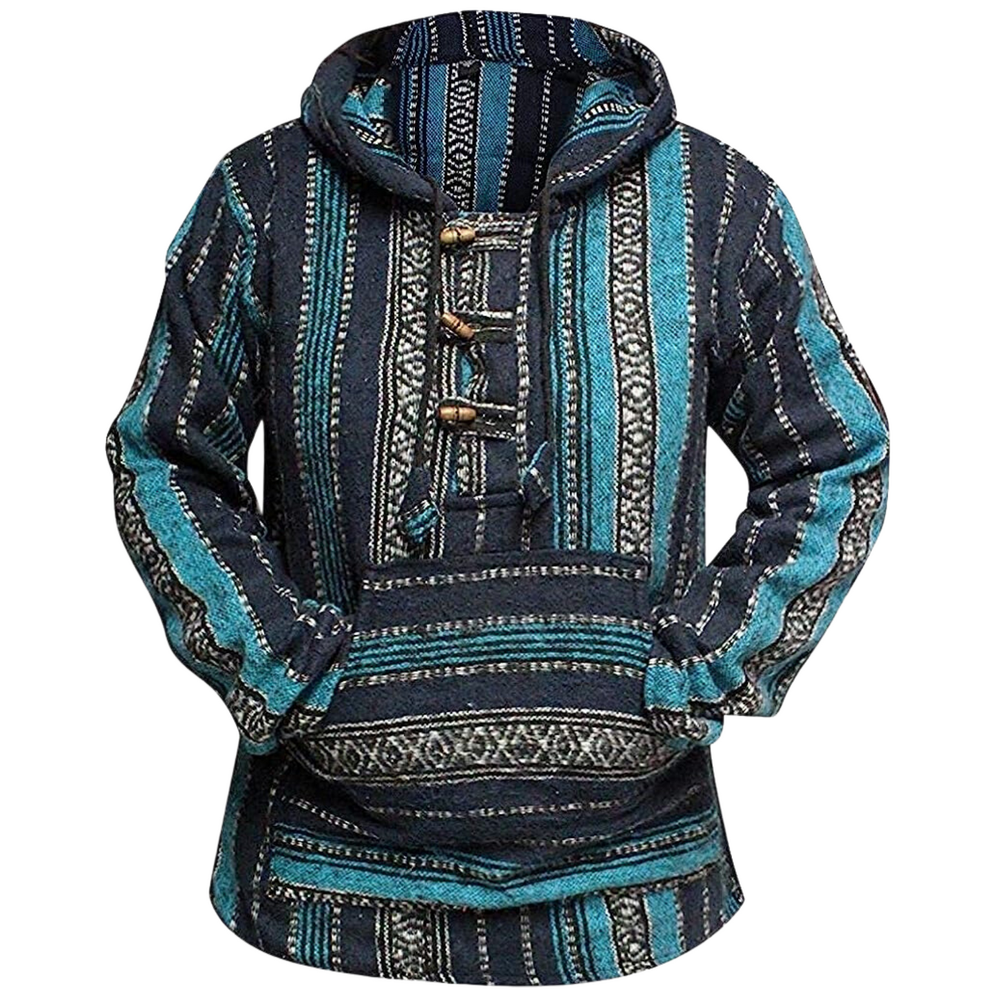 Women's Multicoloured Hippie Pullover Hoodie Boho Baja