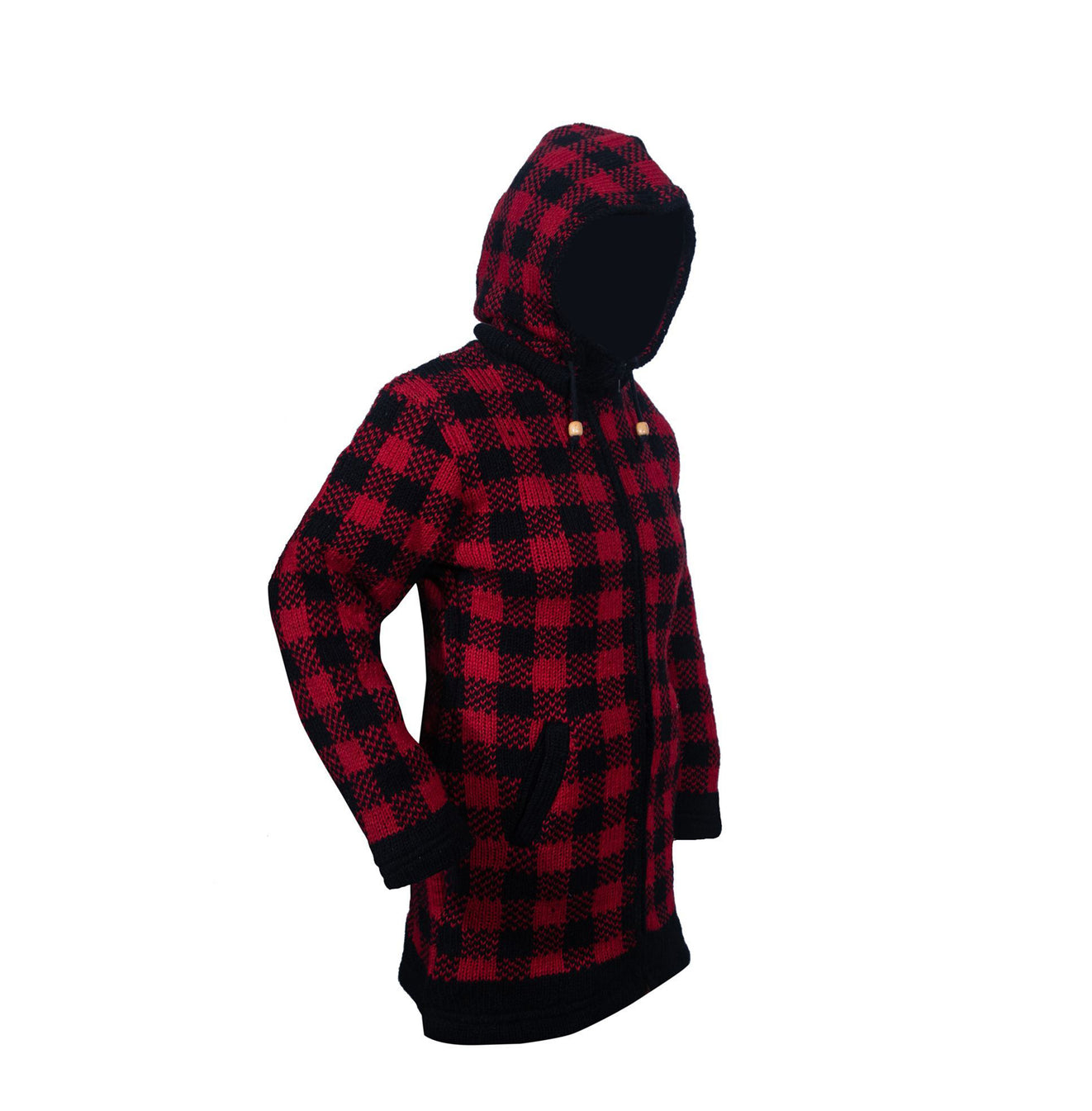 Women's Wool Check Long Coat