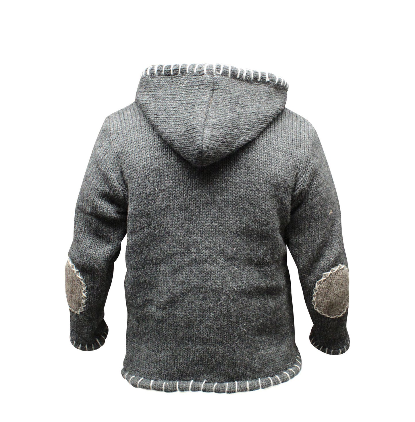 Men's Cross Zipped Fleece Lined Pullover Hippy Boho Festival Woollen Hoodie