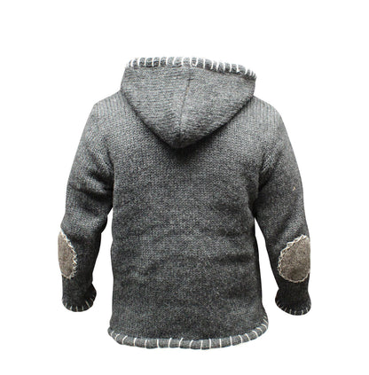 Men's Cross Zipped Fleece Lined Pullover Hippy Boho Festival Woollen Jacket