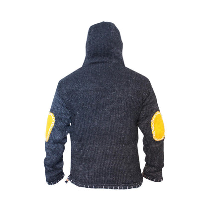 Men's Cross Zipped Fleece Lined Pullover Hippy Boho Festival Woollen Jacket