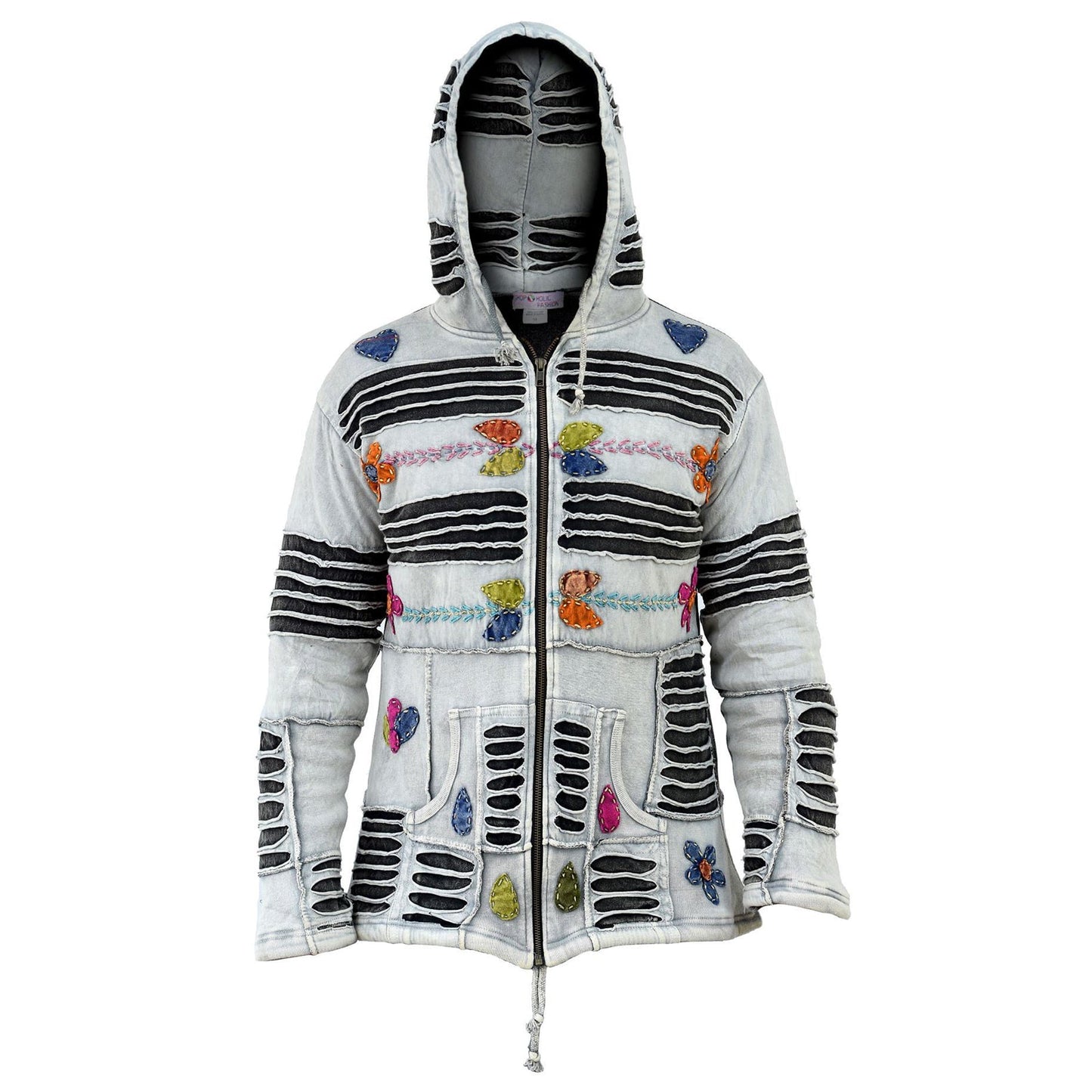 Women's Stonewashed Gothic Hippie Hooded Jacket