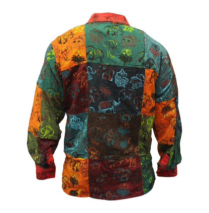 long-sleeve-elephant-printed-kurtha-shirt-for-men