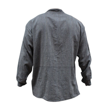 mens-pinstripe-collarless-classic-summer-shirt