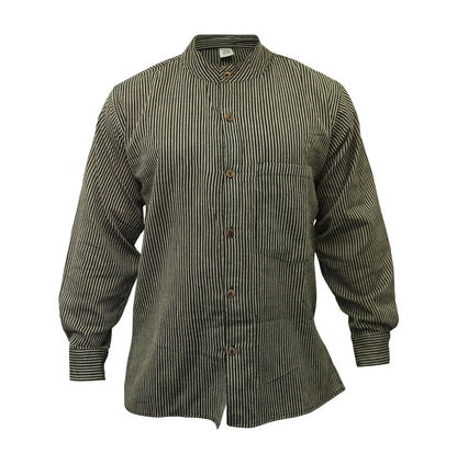 mens-pinstripe-collarless-classic-summer-shirt