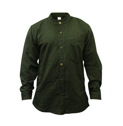 mens-pinstripe-collarless-classic-summer-shirt