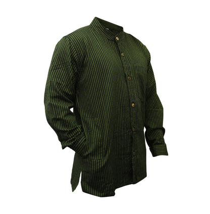mens-pinstripe-collarless-classic-summer-shirt