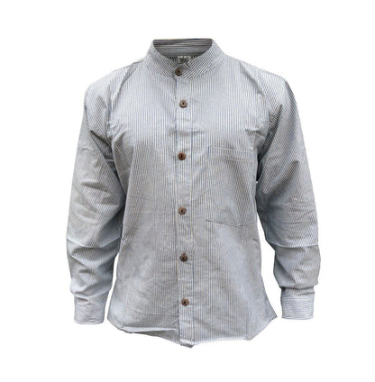 mens-pinstripe-collarless-classic-summer-shirt