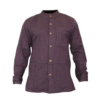 mens-pinstripe-collarless-classic-summer-shirt