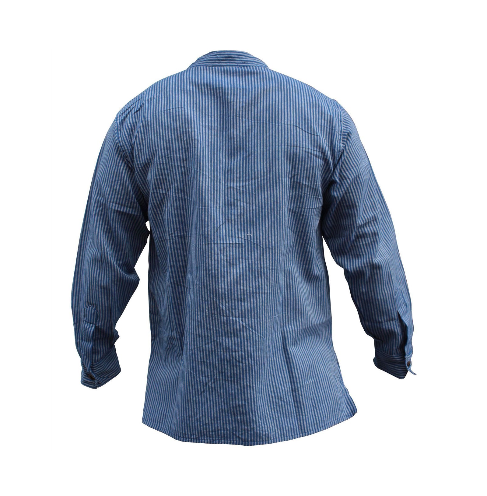 mens-pinstripe-collarless-classic-summer-shirt