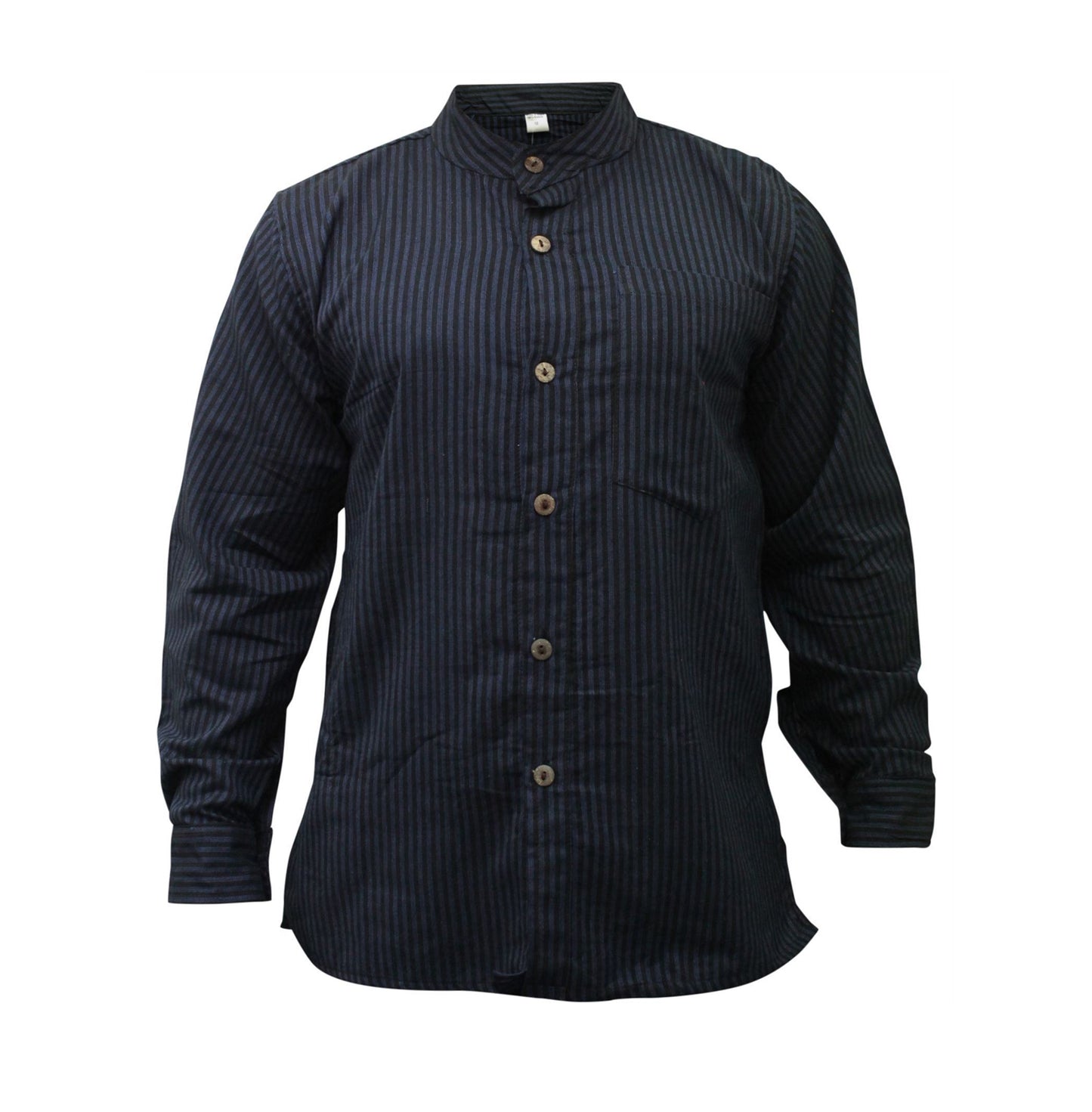 mens-pinstripe-collarless-classic-summer-shirt