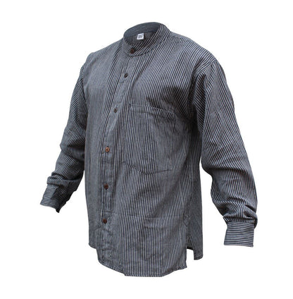 mens-pinstripe-collarless-classic-summer-shirt