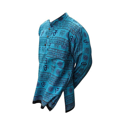 Men's Om Print Hippie Grandpa Shirt