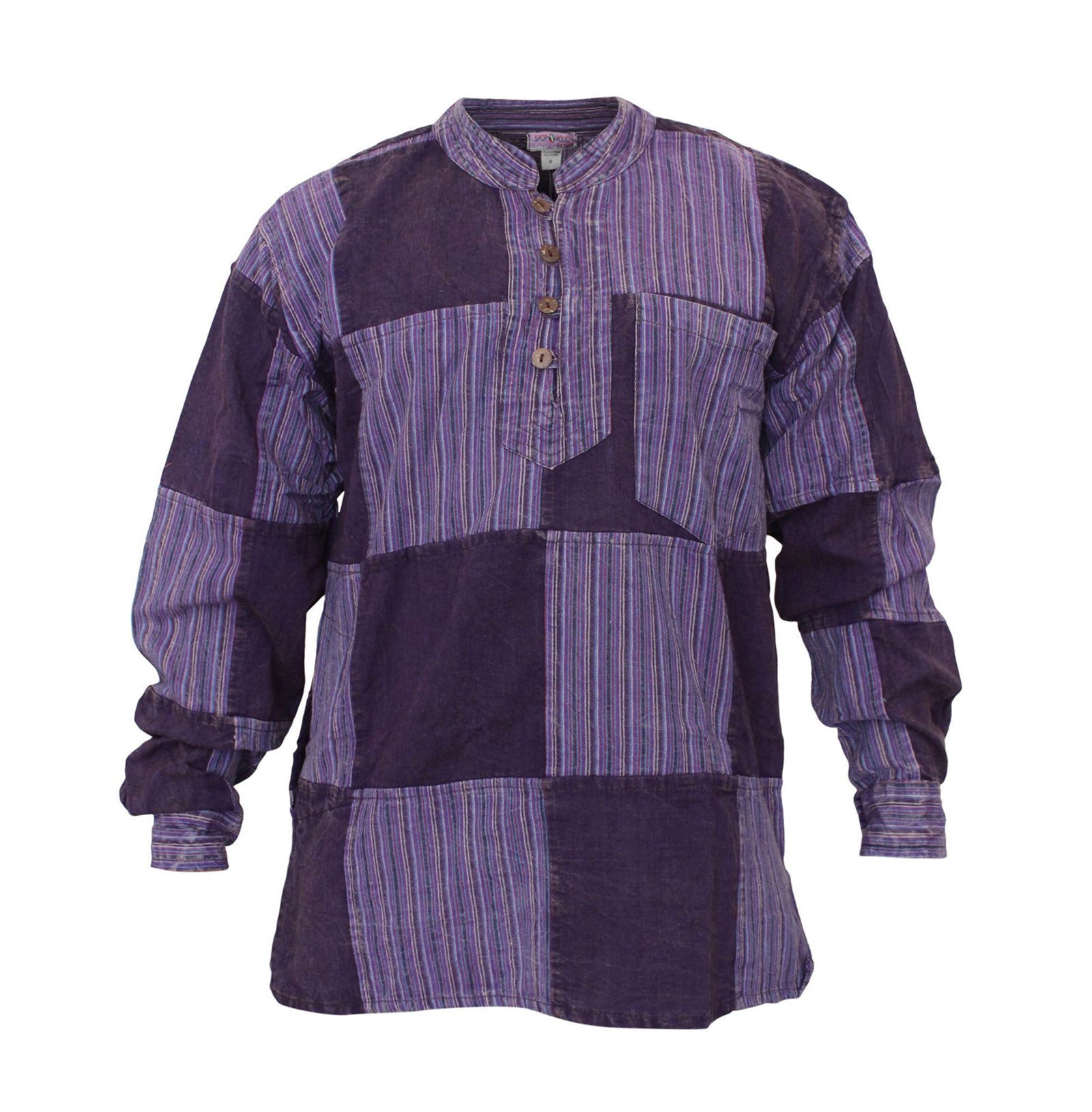 stonewashed-stripe-plain-patch-shirt-for-men