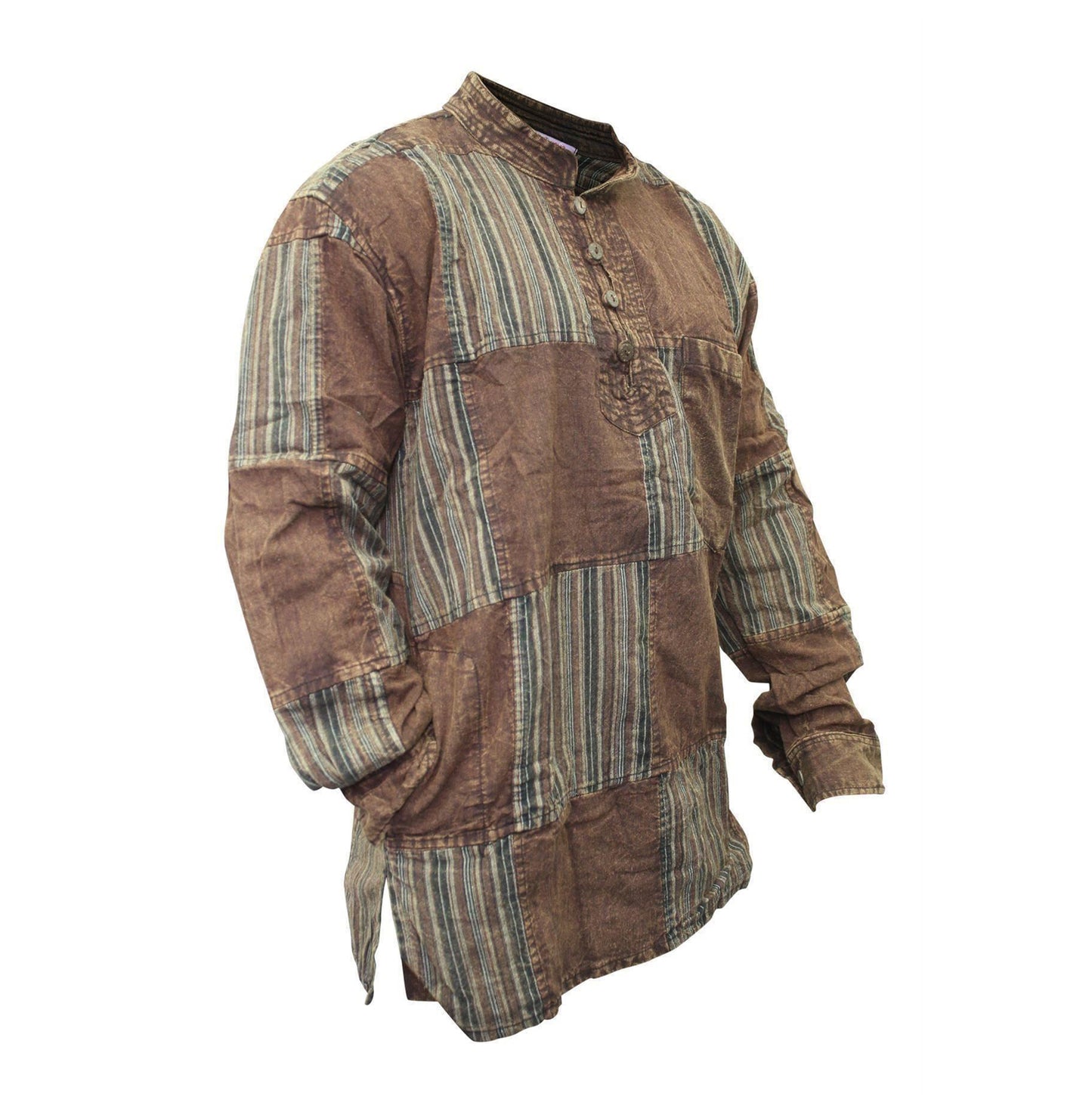 stonewashed-stripe-plain-patch-shirt-for-men