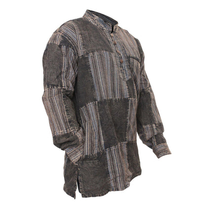 stonewashed-stripe-plain-patch-shirt-for-men