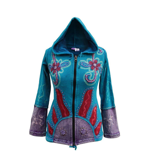 sun-flames-floral-print-hoodie-jacket-for-women