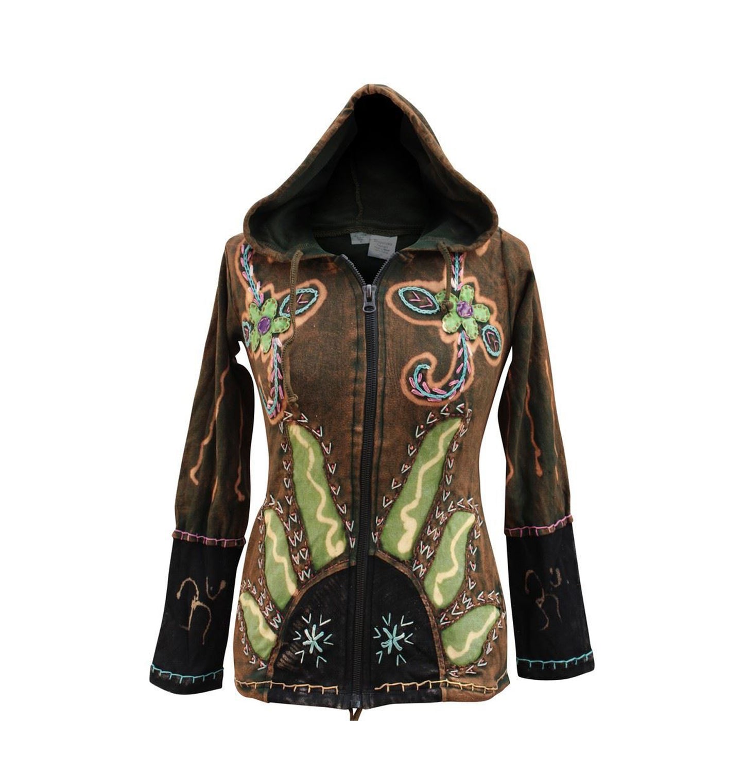 sun-flames-floral-print-hoodie-jacket-for-women