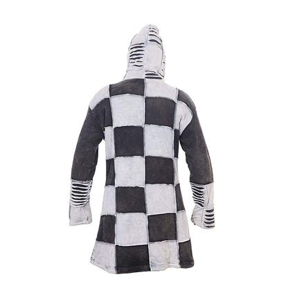 Women's Razor Cut Knee Length Hooded Floral Embroidery Gothic Long Coat