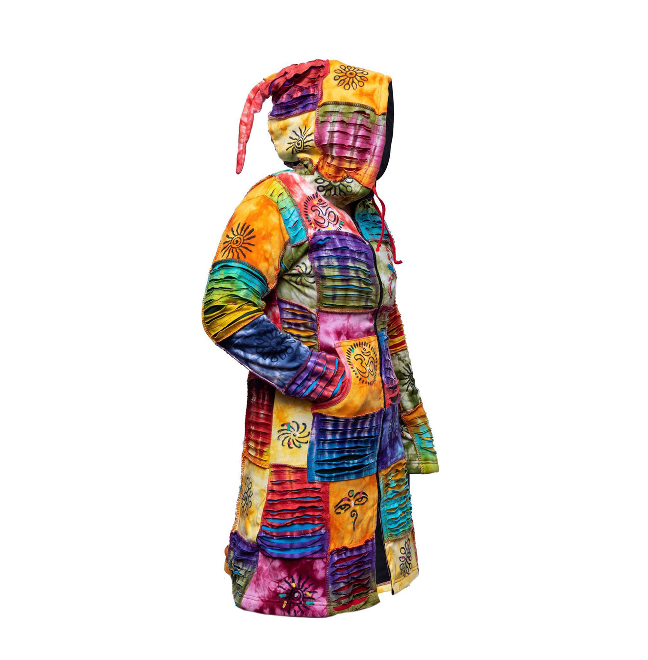 Women's Patchwork Tie Dye Long Coat
