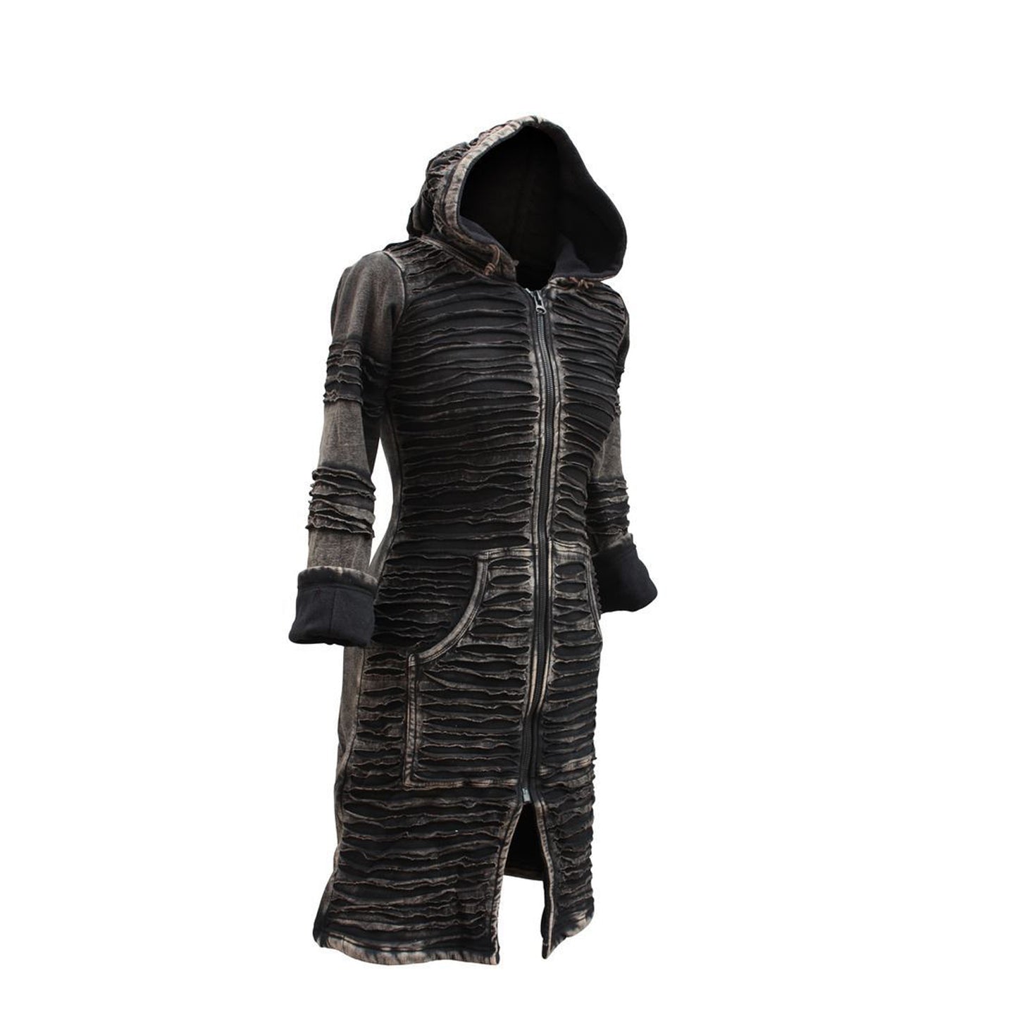 Women's Stonewashed Razor Cut Knee Length Jacket