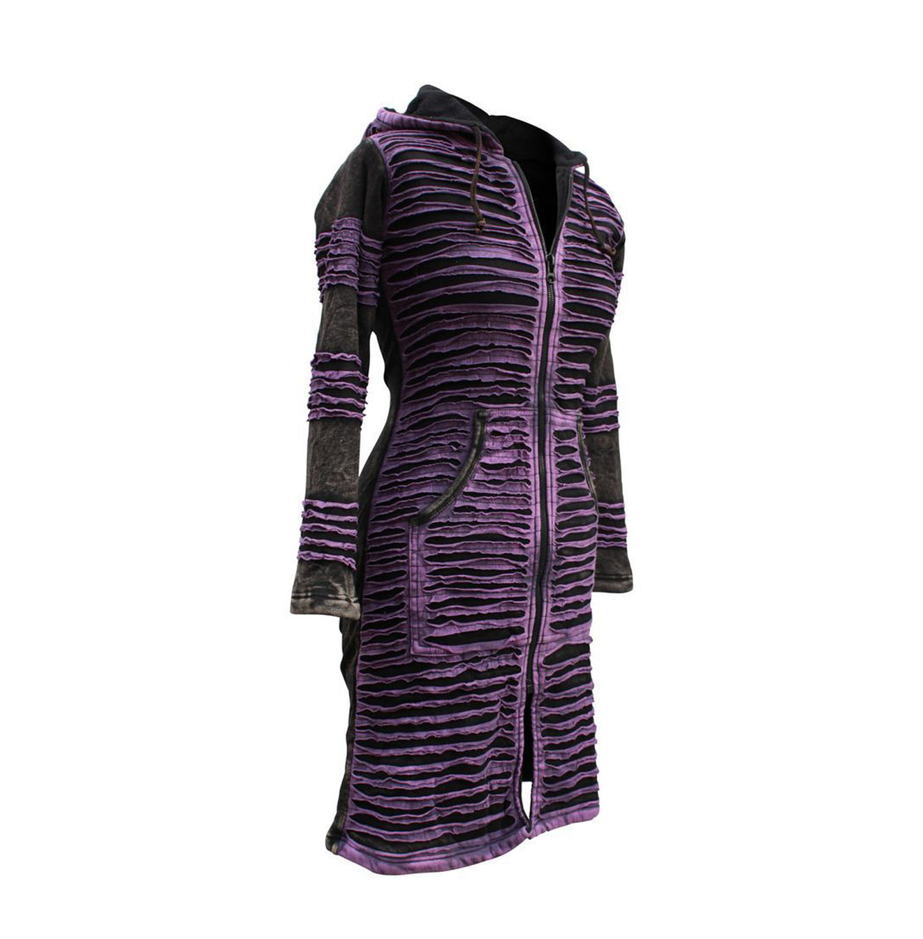 Women's Stonewashed Razor Cut Knee Length Jacket