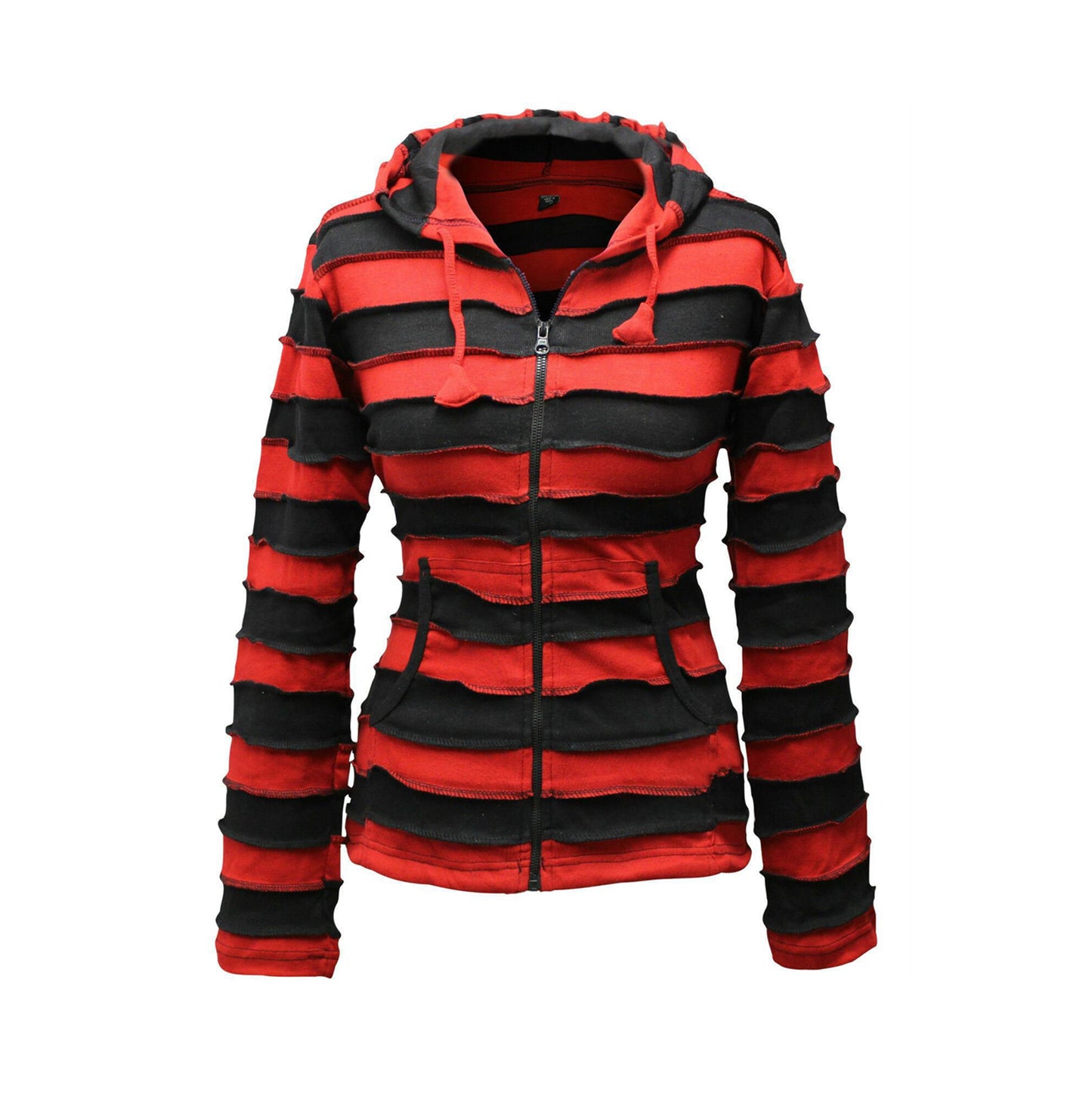 womens-overlocked-stitching-striped-hoodie-jacket